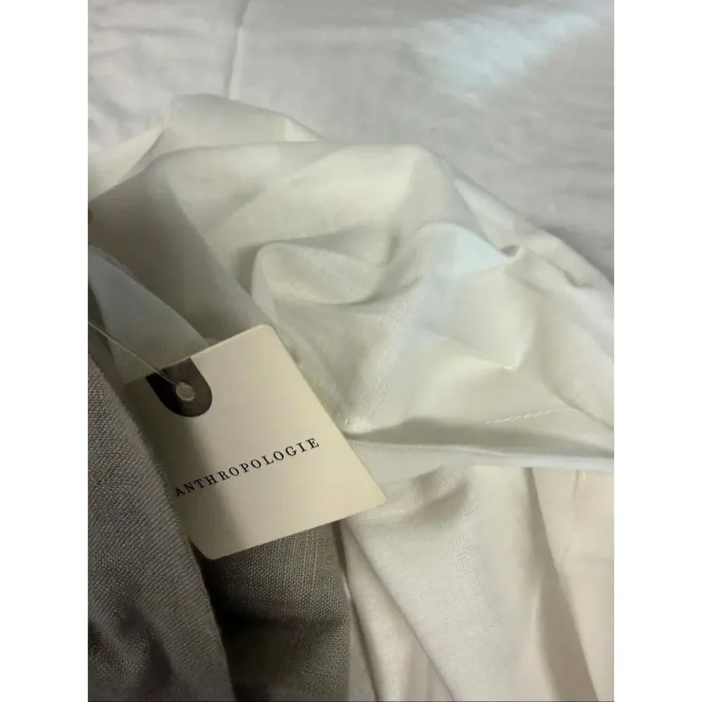 New Anthropologie Curtain Panel Grey Rivulet Tucked Ruffle (1) 50 x 63